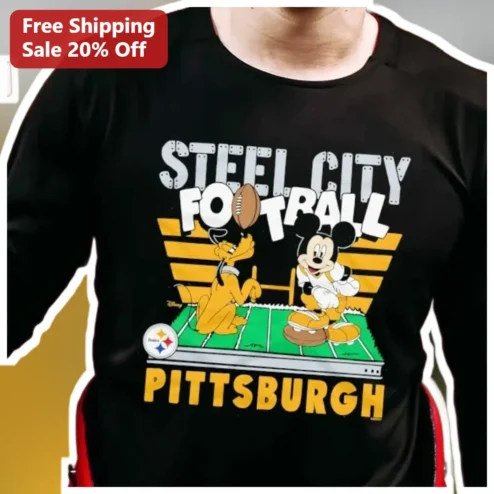 Steel City Football Long Sleeve Shirt Mickey Mouse Pluto Vintage NFL Fan Gear