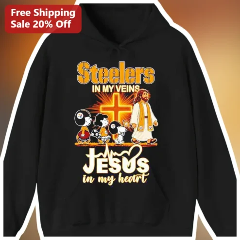 Steelers in My Veins Jesus in My Heart Hoodie Steelers Christian Fan Gift