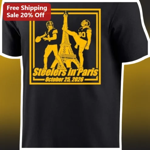 Steelers in Paris October 25 2026 NFL Game Tee available at our Chicago, Illinois warehouse