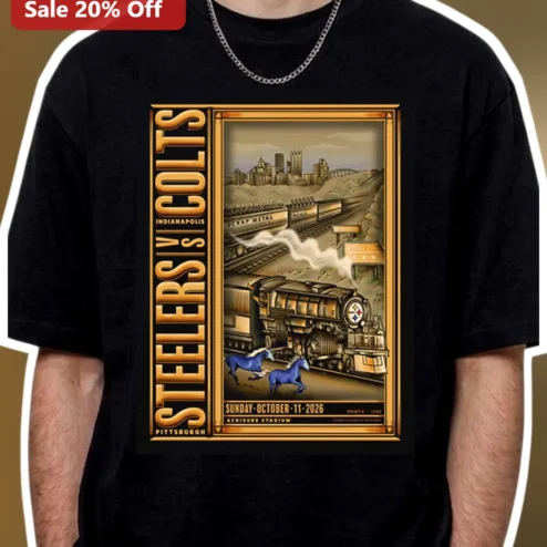 Steelers vs Colts Indianapolis Oct 11 2026 Vintage Travel Poster Tee