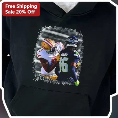 Stefon Diggs 16 Signature Hoodie NFL Football Fan Apparel Black Pullover