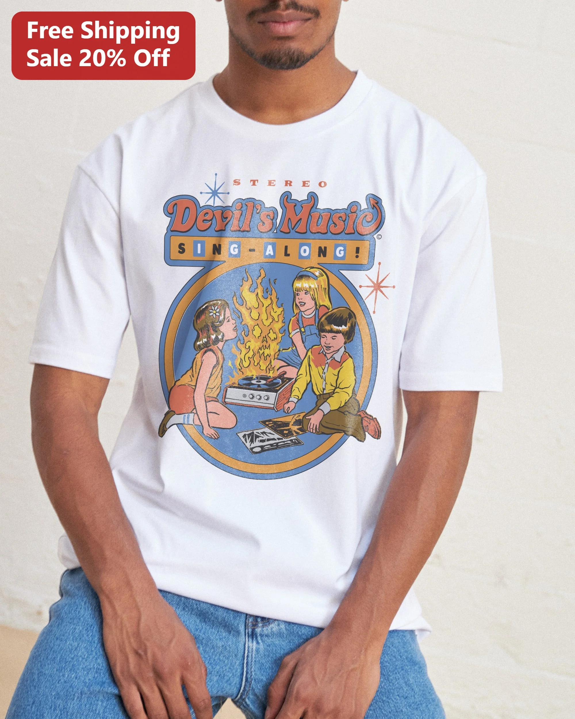 STEREO Devil's Music SING-ALONG! Retro Horror Tee Vintage Metal Humor Shirt