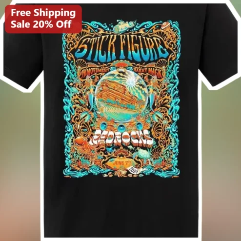 Stick Figure Red Rocks Psychedelic Graphic Tee Reggae Jam Band Concert Merch
