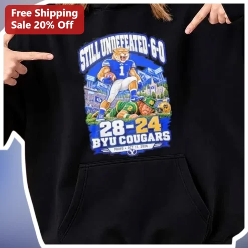 Still Undefeated 6-0 BYU Cougars Hoodie Cosmo The Cougar College Football Fan Apparel