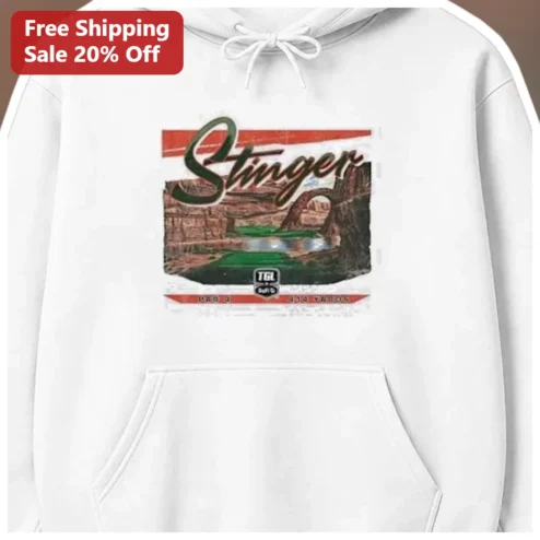 Stinger Hoodie Vintage Golf Course Rock Arch Graphic Pullover Retro Athletic Wear for Men Women available at our Chicago, Illinois warehouse