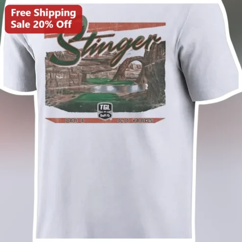 Stinger Par 4 Yards Golf Tee Vintage Retro Sports Graphic Shirt for Men Women available at our Chicago, Illinois warehouse