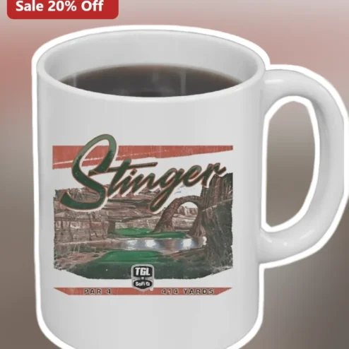 Stinger Par 4 Golf Mug Yards TGL Inspired Vintage Coffee Cup for Golfers