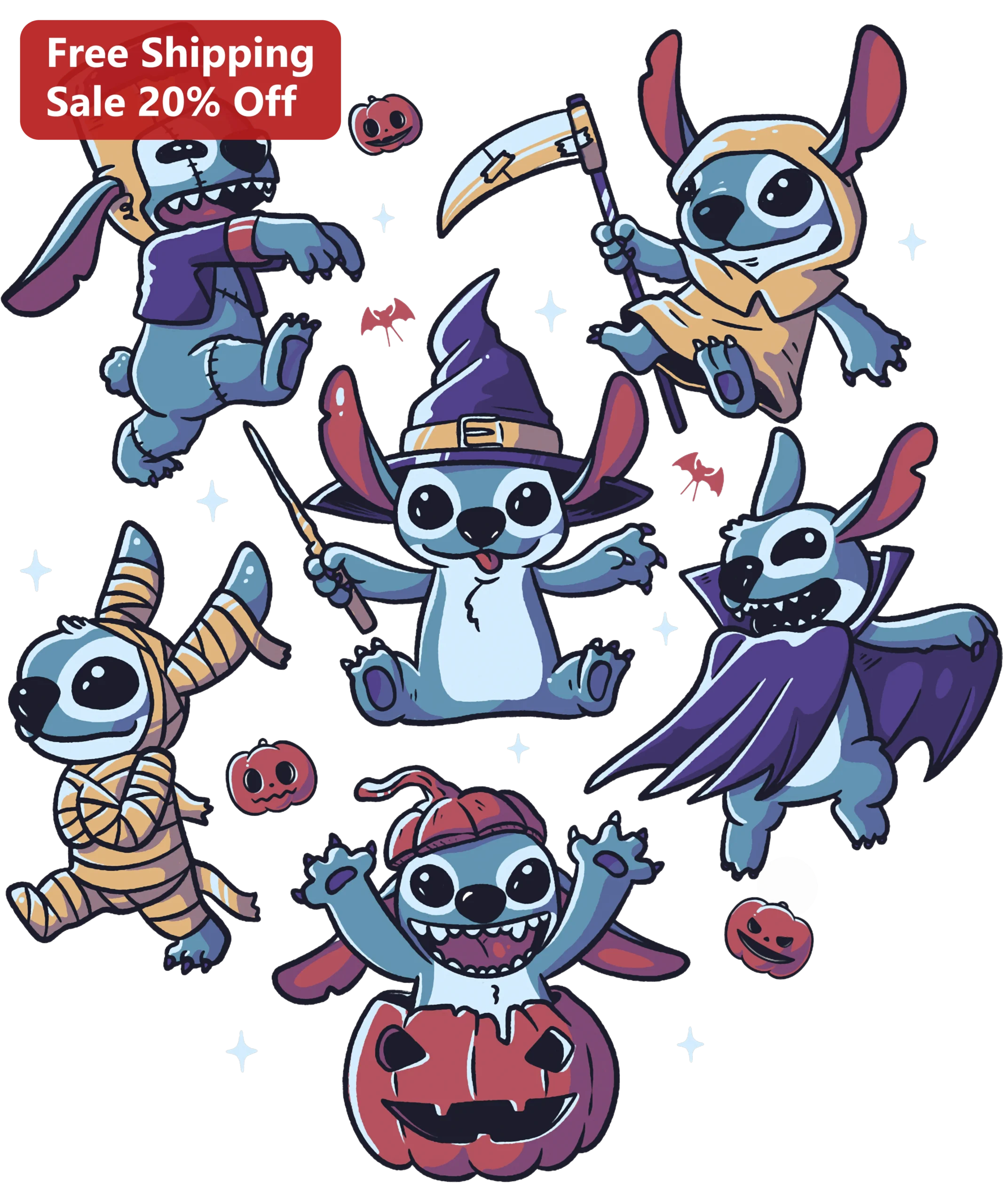 Stitch Halloween Costumes Graphic Tee Cute Spooky Disney Lilo and Stitch Shirt for Kids Women Men