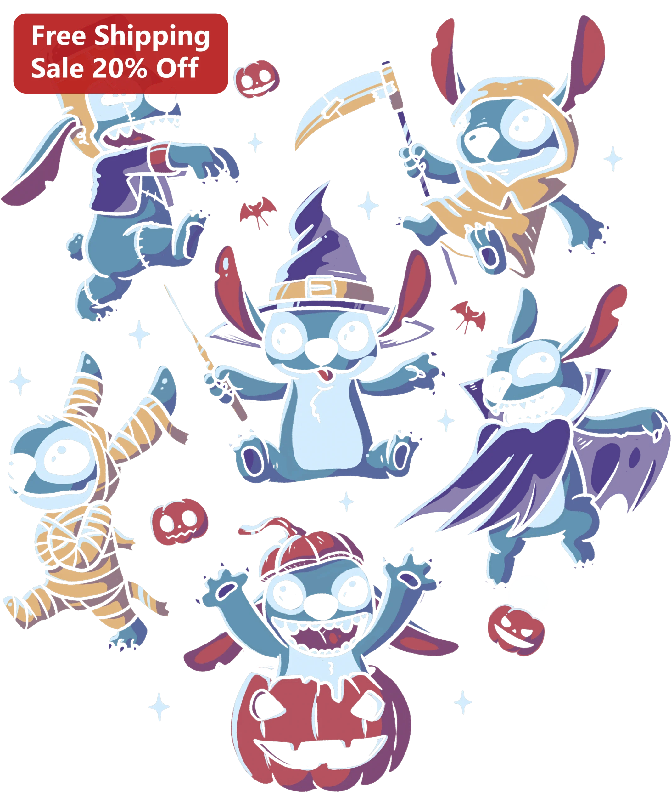 Stitch Halloween Costumes SVG Bundle Digital Download Cute Spooky Disney Lilo Stitch Clipart for Sublimation