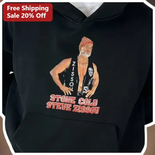 Stone Cold Steve Zissou Hoodie The Life Aquatic with Steve Zissou Movie Merch Black Pullover