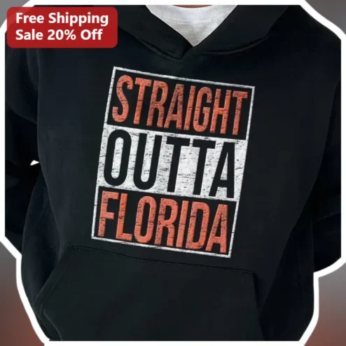 Straight Outta Florida Vintage Pullover Hoodie Funny State Pride Streetwear Gift