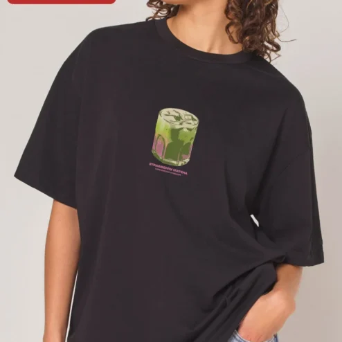 Strawberry Matcha Oversized Graphic Tee Y2K Streetwear Aesthetic Shirt for Women Men