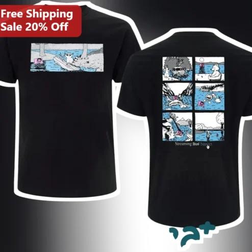 Streaming With Squeex Tee Squeex Raccoon Comic Strip Graphic Shirt for Twitch Streamer Fans