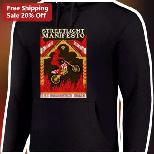 Streetlight Manifesto Hoodie Vintage Concert Poster Ska Punk Band Merch Pullover available at our Chicago, Illinois warehouse