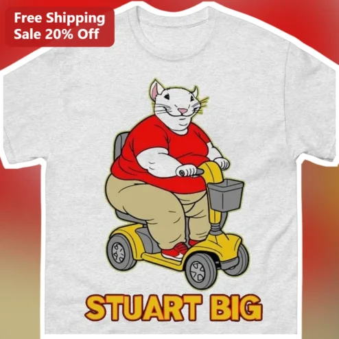 Stuart Big Fat Mouse On Scooter Parody Tee Stuart Little Pop Culture Humor Graphic Shirt
