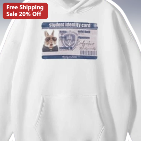 Student Identity Card Hoodie Funny Dog ID Graphic Pullover Back to School Gift
