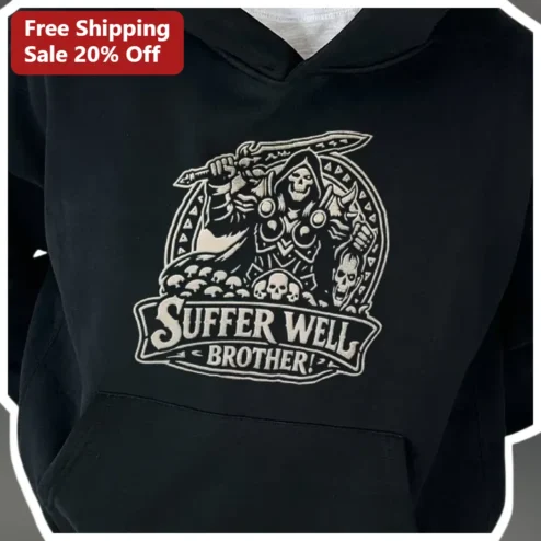 Suffer Well Brother Hoodie Skeletor Vintage Distressed Black Pullover