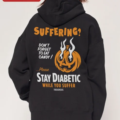 Customer in Chicago, Illinois wearing SUFFERING? Nightmare Before Christmas Hoodie Halloween Jack Skellington Pumpkin Ghost Design