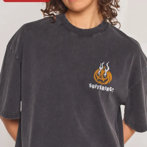 Suffering? Pumpkin Graphic Tee Halloween Acid Wash Shirt