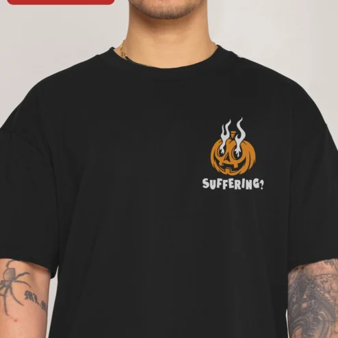 Suffering? Pumpkin Halloween Graphic Tee Funny Spooky Cotton Shirt
