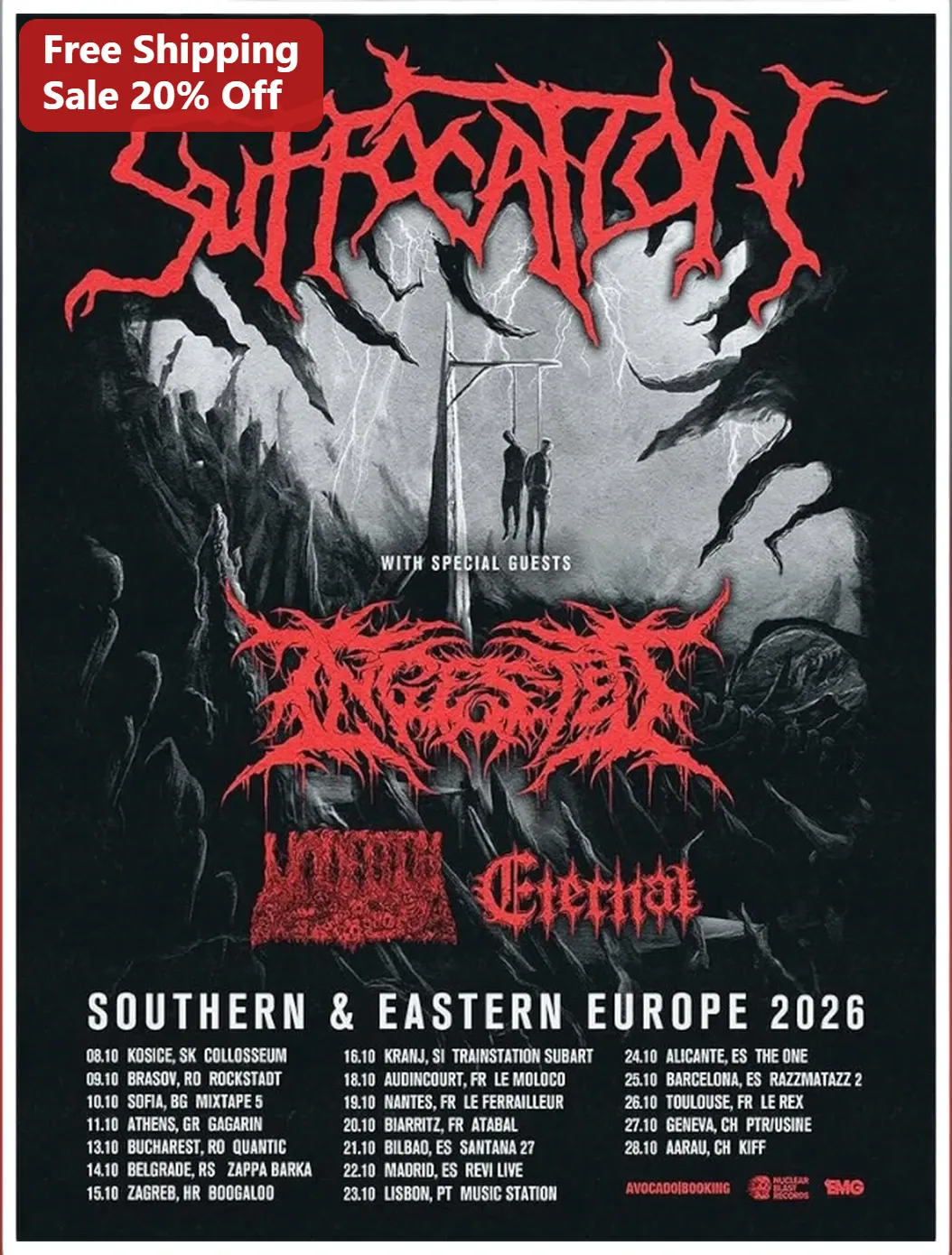 Suffocation Necrophagist Death Metal Poster Technical Brutal Art Print for Fans