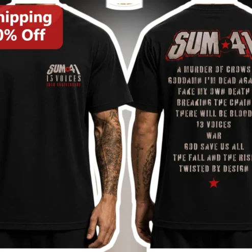 Sum 41 13 Voices Tee 10th Anniversary Band Merch Punk Rock Shirt Gift for Fans