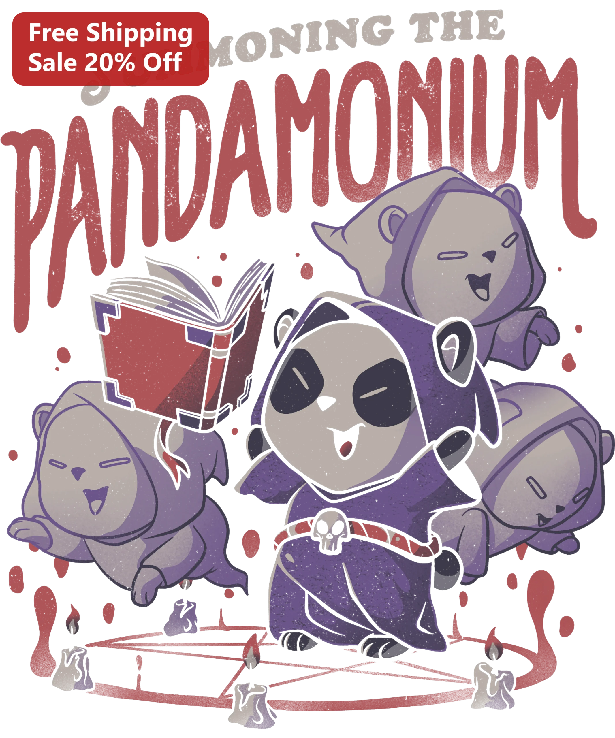 Summoning the Pandamonium Cute Funny Evil Creepy Panda Wizard Graphic Tee Halloween Gift for Men Women