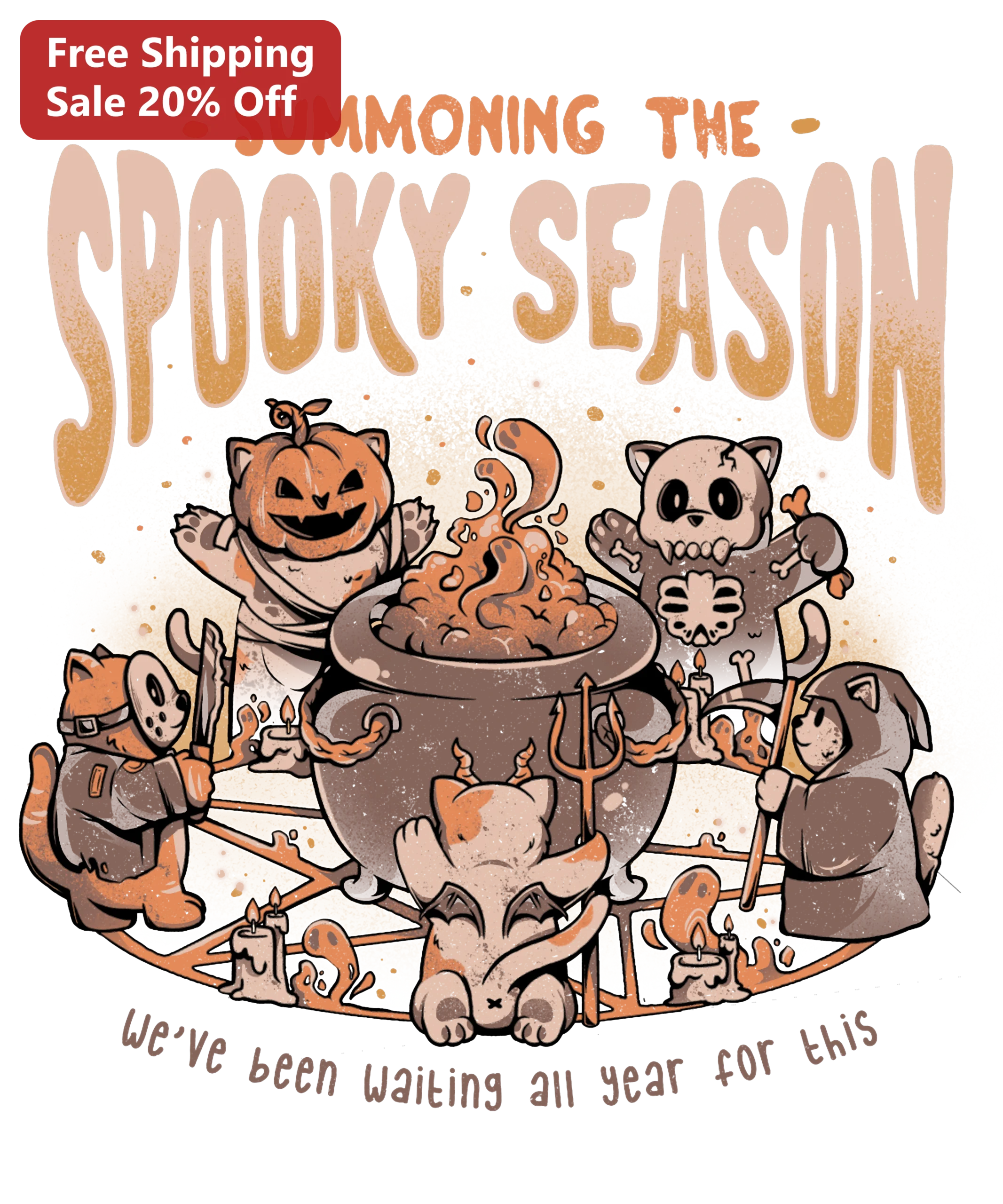 Summoning The Spooky Season Cute Halloween Cat Graphic Tee For Women Men