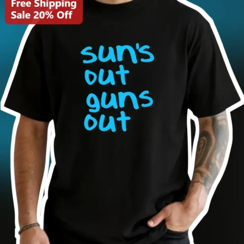 Sun's Out Guns Out Tee Men Funny Gym Workout Shirt Bodybuilding Apparel