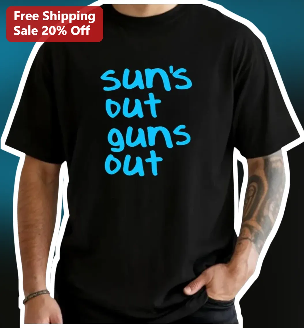 Sun's Out Guns Out Tee Men Funny Gym Workout Shirt Bodybuilding Apparel
