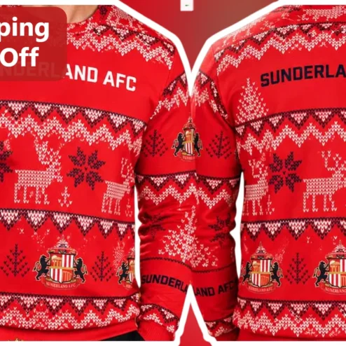 Sunderland AFC Christmas Reindeer Crewneck Sweatshirt Holiday Fan Gift