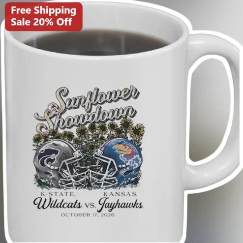 Sunflower Showdown K-State Wildcats vs Kansas Jayhawks Mug College Football Rivalry Gift