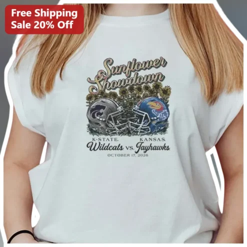 Sunflower Showdown K-State Wildcats vs Kansas Jayhawks Retro College Football Fan Tee