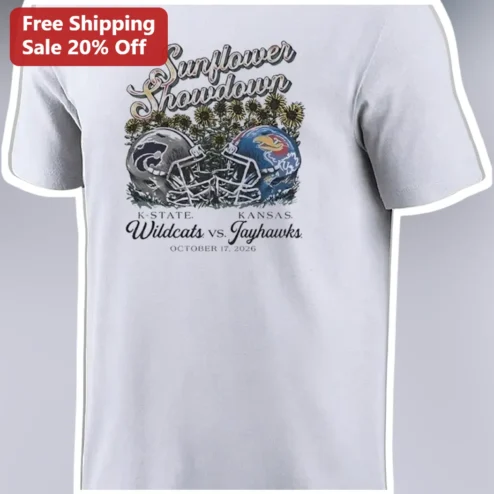 Sunflower Showdown K-State Wildcats vs Kansas Jayhawks Tee Vintage Big 12 Rivalry College Football Fan Gear Shirt