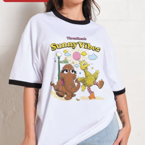 Sunny Vibes Big Bird Snuffleupagus Sesame Street Graphic Tee