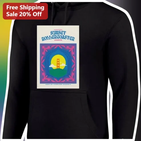 Sunset Rollercoaster Cloudriver Hoodie Vintage Concert Poster Art Indie Rock Fan Merch