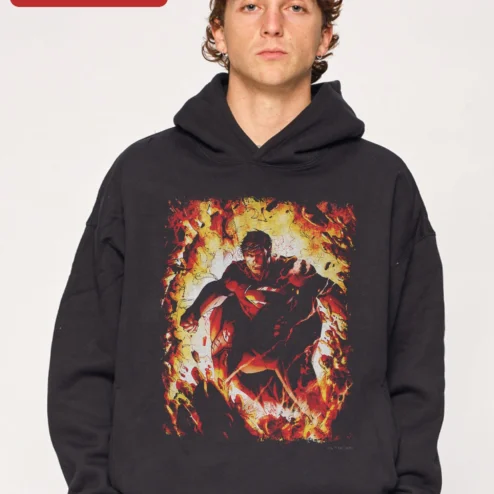 Supergirl Hoodie DC Comics Kara Zor-El Fire Explosion Graphic Pullover for Women Men