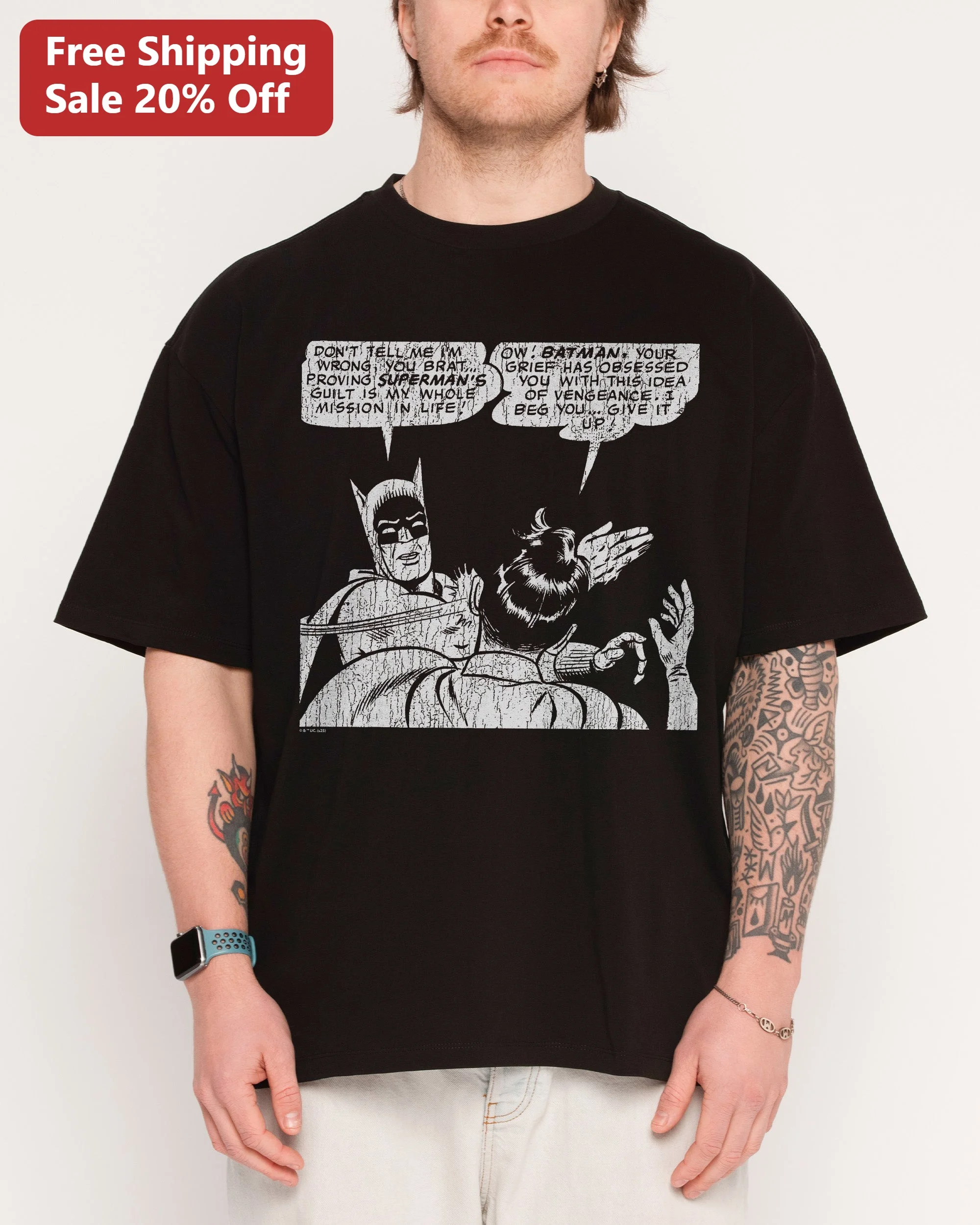 Superman Batman Quote Tee DC Comics Vintage Comic Panel Graphic Shirt for Fans