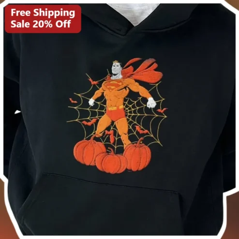 Superman Hoodie Halloween Spooky Comic Book Pullover for Men Women DC Comics Fan Gift