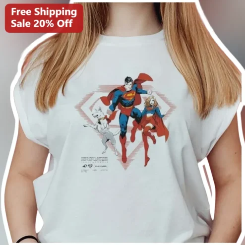 Superman Tee Retro Comic Book Art Graphic T-Shirt for Men Women DC Comics Fans