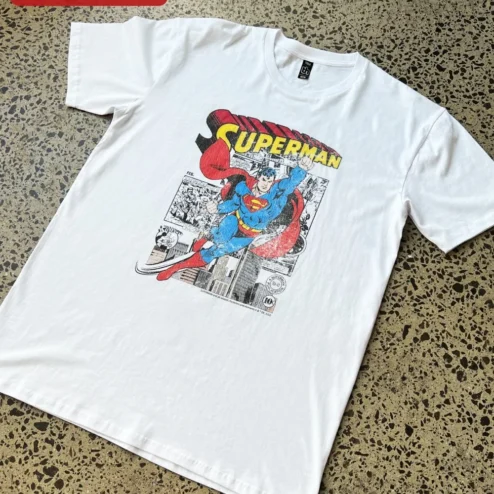 Superman Vintage Comic Panel Graphic Tee DC Comics Man of Steel Retro Pop Art Shirt