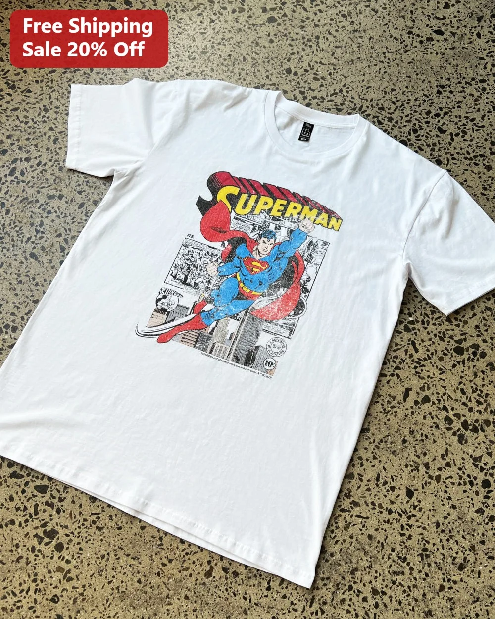 Superman Vintage Comic Panel Graphic Tee DC Comics Man of Steel Retro Pop Art Shirt