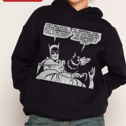 Superman vs Batman Comic Quote Hoodie Vintage DC Fan Art Apparel