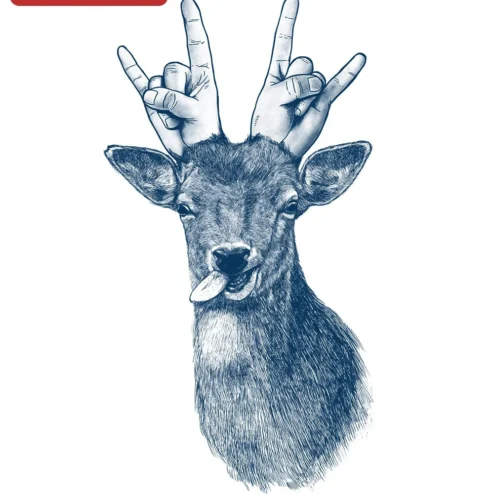 Surreal Deer Rock On Graphic Tee Metal Music Fan Gift
