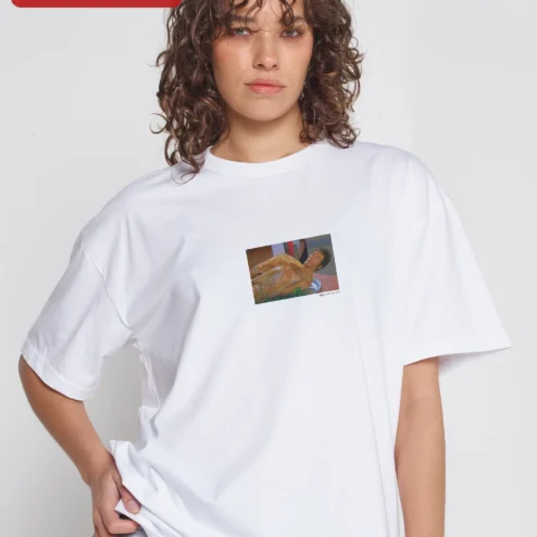 Customer in Chicago, Illinois wearing Surreal Meme Art Tee Absurd Streetwear Oversized Graphic Shirt for Men Women