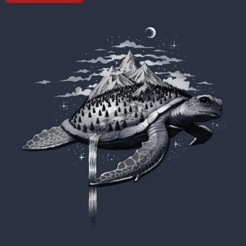 Surreal Mountain Turtle Shell Landscape Tee for Nature Lovers