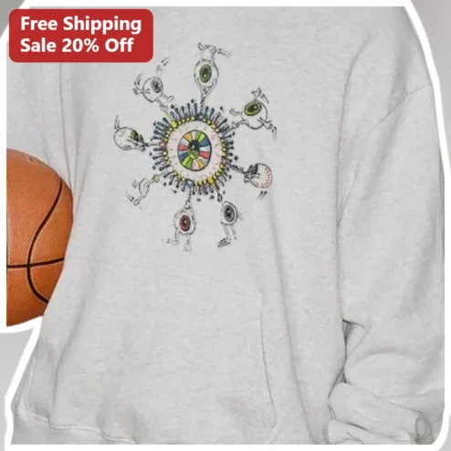 Surreal Running Eyeballs Sweatshirt Unisex Alternative Streetwear Artistic Graphic Pullover