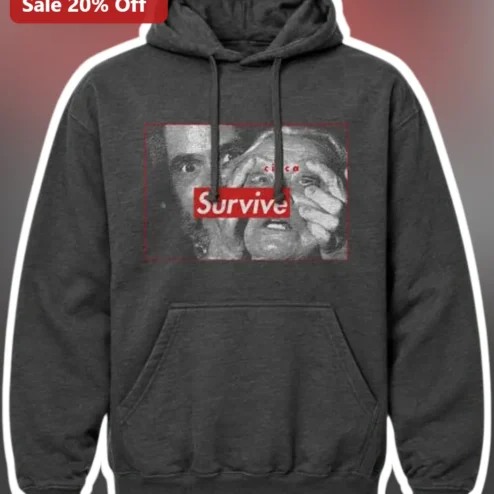Survive Horror Movie Parody Hoodie Streetwear Distressed Graphic Pullover for Men Women