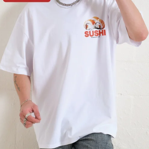 Sushi Kawaii Oversized Graphic Tee for Men Women Foodie Gift