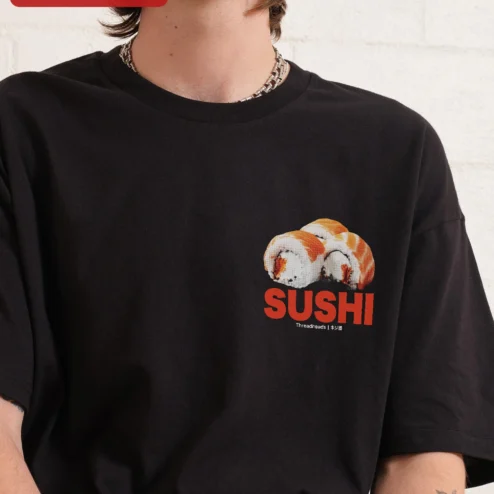 Sushi Tee Kawaii Japanese Food Lover Graphic T-Shirt for Men Women Gift